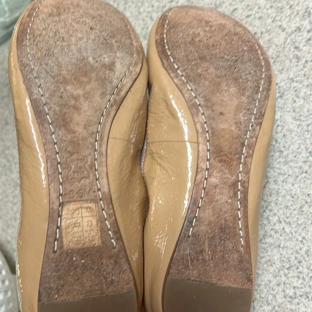 Tory Burch Nude Patent Leather Logo Ballet Flats